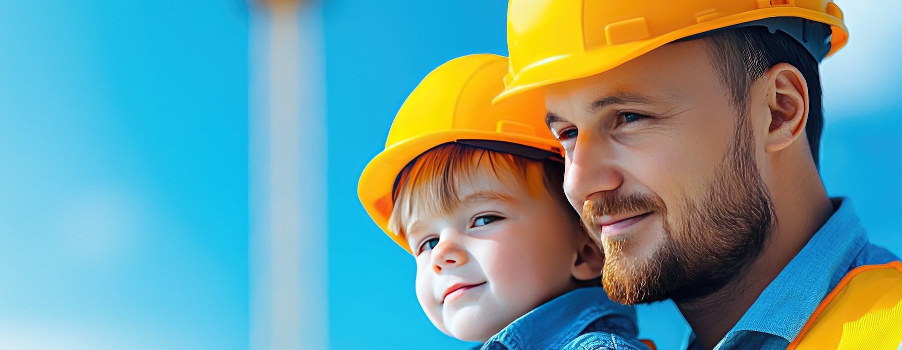 a father and son at a work site